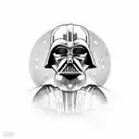 Darth Vader holding a lightsaber in a blackwork style tattoo design idea