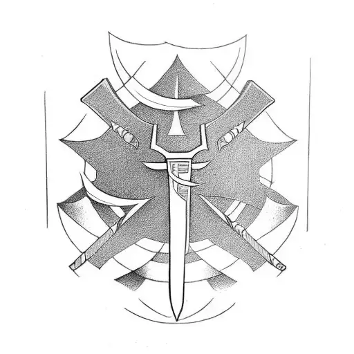 swords three and three 7 tattoo design idea