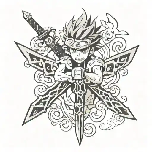 asta black clover sword intertwined tattoo design idea