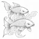 2 gangster koi fish swimming tattoo design idea