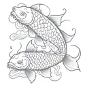 2 gangster koi fish swimming tattoo design idea