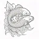 2 gangster koi fish swimming tattoo design idea