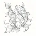 2 gangster koi fish swimming tattoo design idea