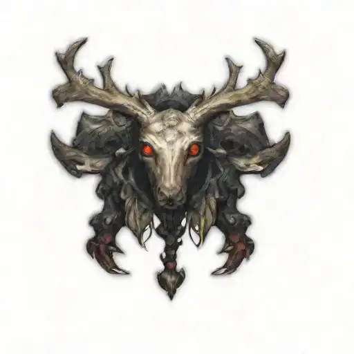a deer head on a black background tattoo design idea