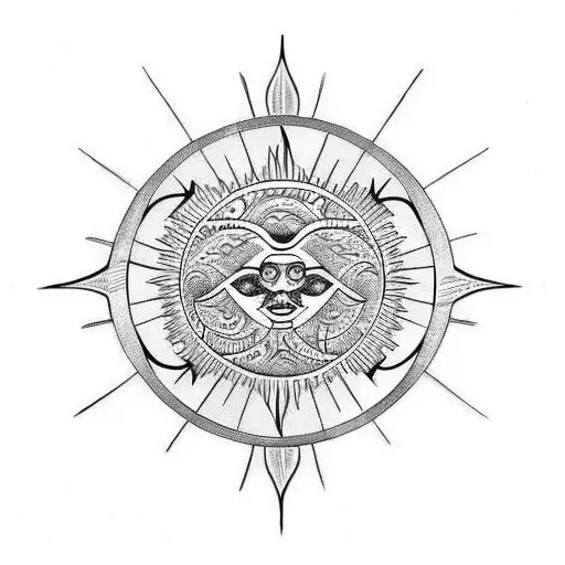 tribal sun symbol tattoo design idea