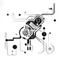 A futuristic cybernetic arm with intricate circuitry and glowing lights tattoo design idea