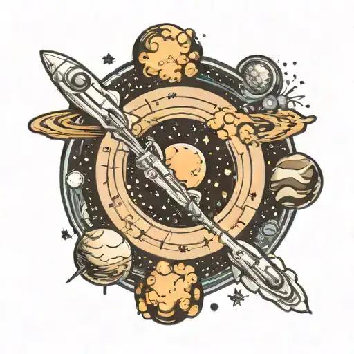 space themed tattoo featuring the milky way in a circle tattoo design idea