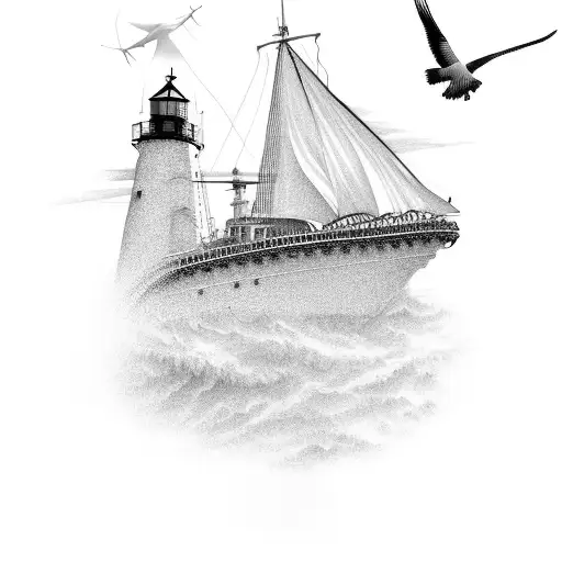 at Augustine lighthouse with 5 frigate birds tattoo design idea