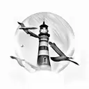 saint Augustine lighthouse with 5 frigate birds tattoo design idea