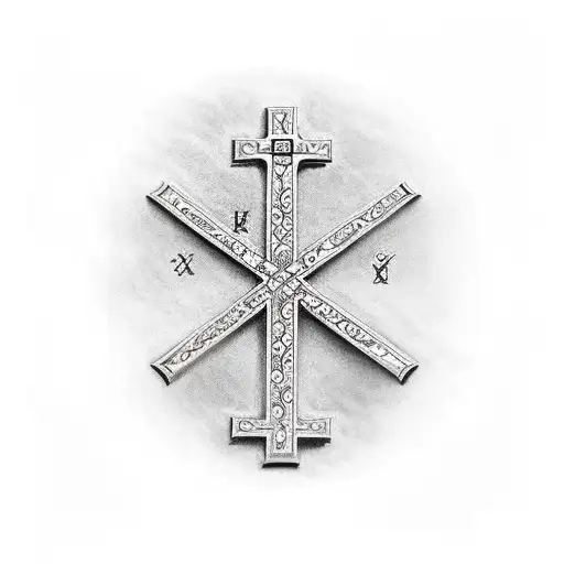 Christian Cross with psalms 144:1 tattoo design idea