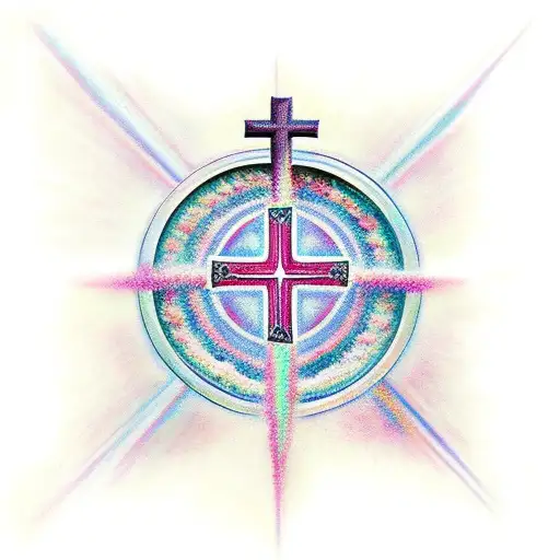 Christian Cross with psalms 144:1 tattoo design idea