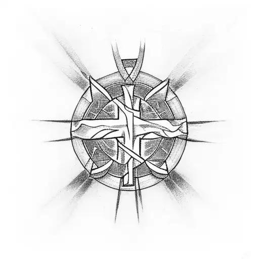 Christian Cross with psalms 144:1 tattoo design idea