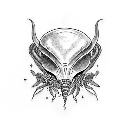 alien eats corn tattoo design idea