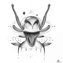 alien eats apple tattoo design idea