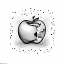 alien eats apple tattoo design idea