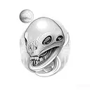 alien eats corn tattoo design idea