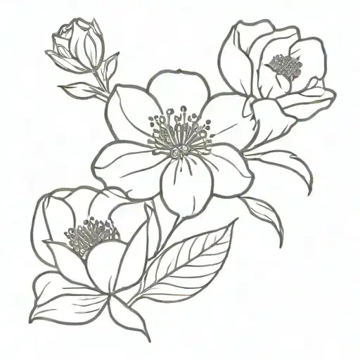 June, July, August, November birth flowers tattoo design idea