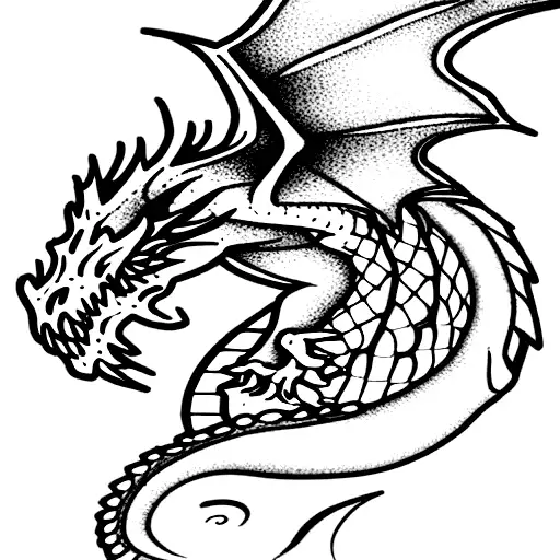 fire breathing Dragon with flowers like Mountain Laurel tattoo design idea