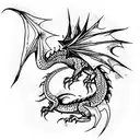 fire breathing Dragon tattoo design idea