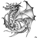 fire breathing Dragon tattoo design idea