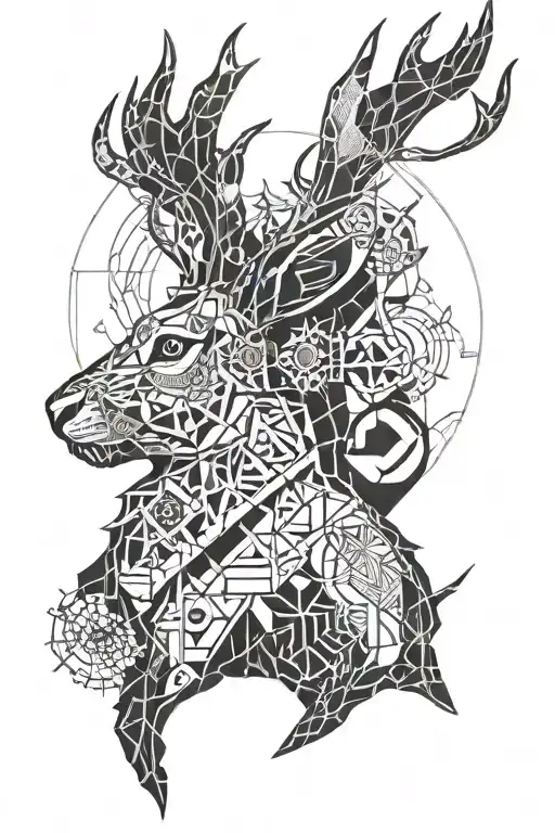 jackalope howling at the moon tattoo design idea