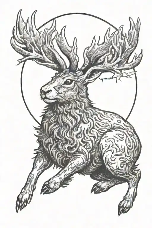 jackalope howling at the moon tattoo design idea