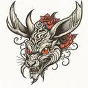 jackalope vampire teeth tattoo design idea