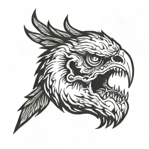 eagle skull serpent tattoo design idea