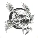 eagle skull serpent tattoo design idea