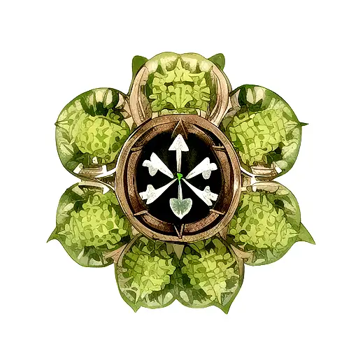 4-leaf clover with the smile of asta and his demon tattoo design idea
