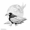 gothic  raven  tattoo design idea