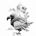 gothic  raven  tattoo design idea
