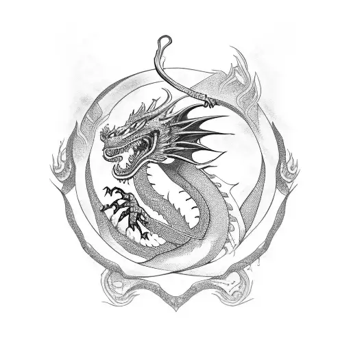 dragon of the darknes flame  tattoo design idea