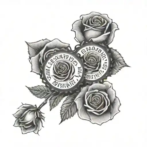 2 bottle caps the first says "remembered" the second "forever" with a rose in the background  tattoo design idea