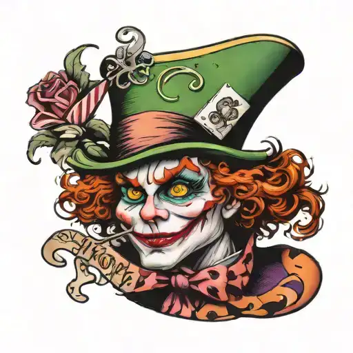 mad hatter half joker tattoo design idea