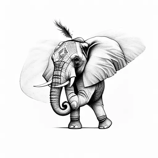 Elephant with butterfly wings as ears tattoo design idea