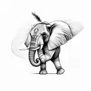 Elephant with butterfly wings as ears tattoo design idea