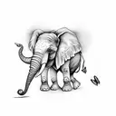 Elephant with butterfly wings as ears tattoo design idea