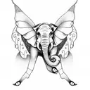 Elephant with butterfly wings as ears tattoo design idea