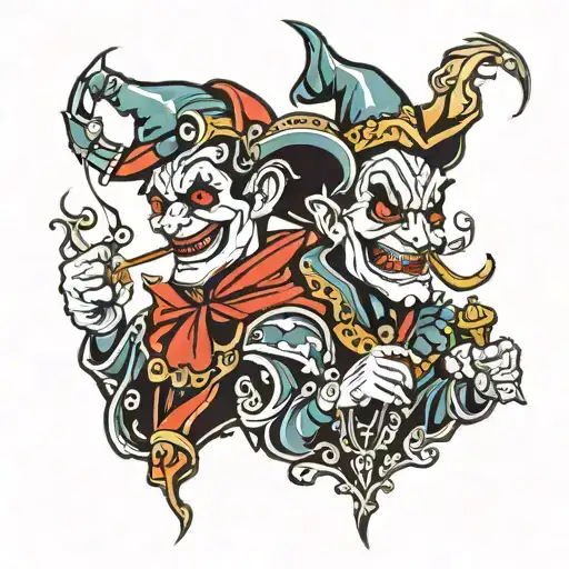 jester and smoke coming tattoo design idea