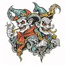 jester and smoke coming tattoo design idea