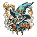 jester and smoke coming tattoo design idea