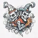 jester and smoke coming tattoo design idea