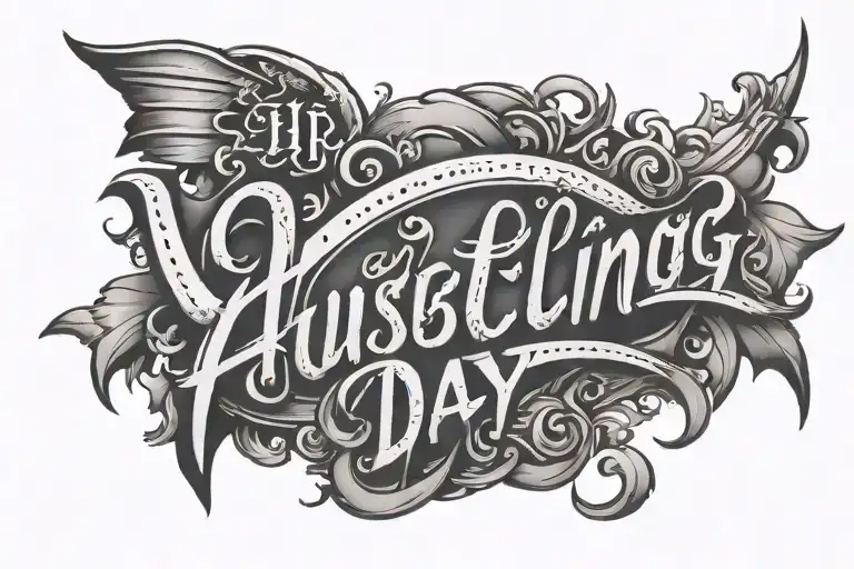 hustling all day lettering tattoo design idea