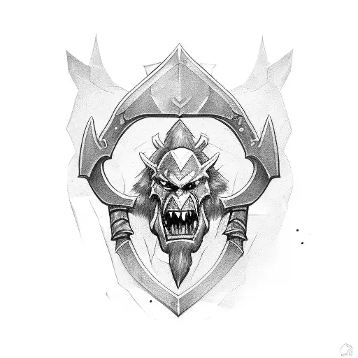 Dota 2 axe roars with his axe Red orc  tattoo design idea