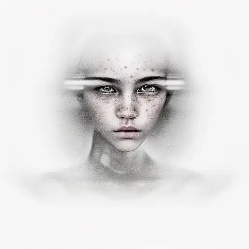 The girl's face is blurred because she was captured while turning her head sideways. The photo is a profile shot down to tattoo design idea