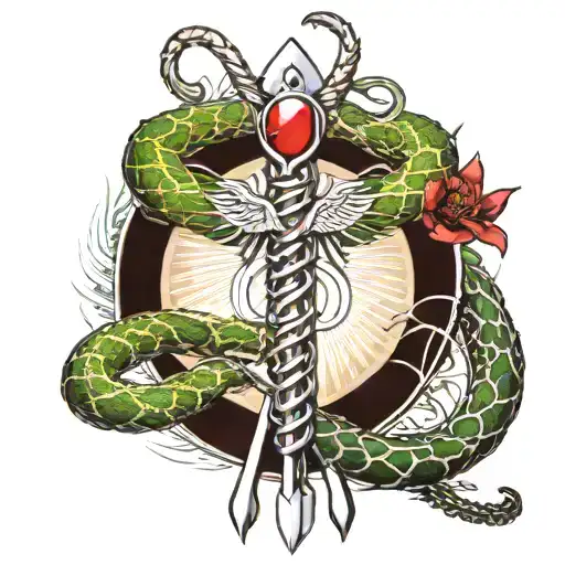 f the staff of caduceus but instead of snakes make them lacrosse sticks. tattoo design idea