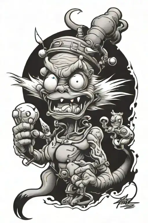 90s cartoon characters tattoo design idea