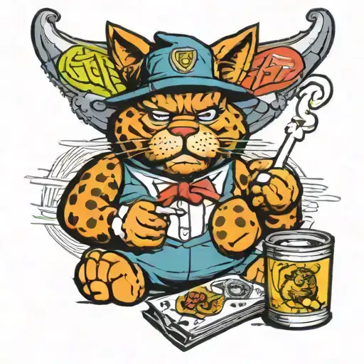 garfield with a biggie board smoking a joint tattoo tattoo design idea
