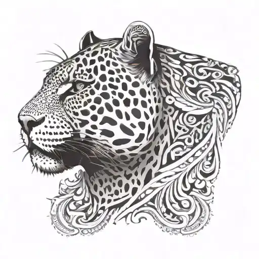 jaguar head with malesa around it tattoo design idea